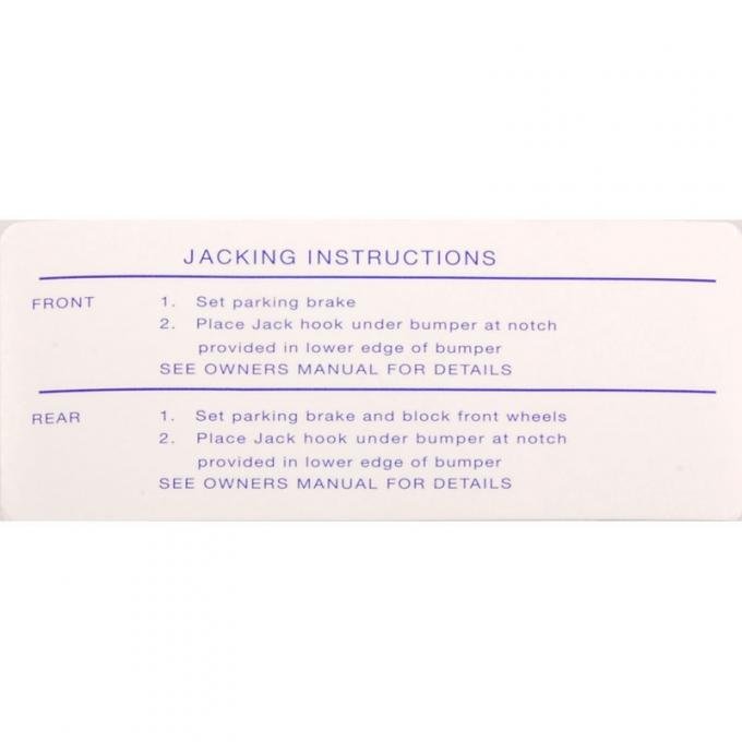 Dennis Carpenter Decal - Jack Instructions - 1963-64 Ford Car   DF-330