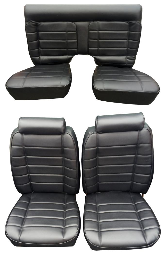 Acme Auto Front Buckets and Split Rear Bench Seat Upholstery, Horizontal Pleats U629