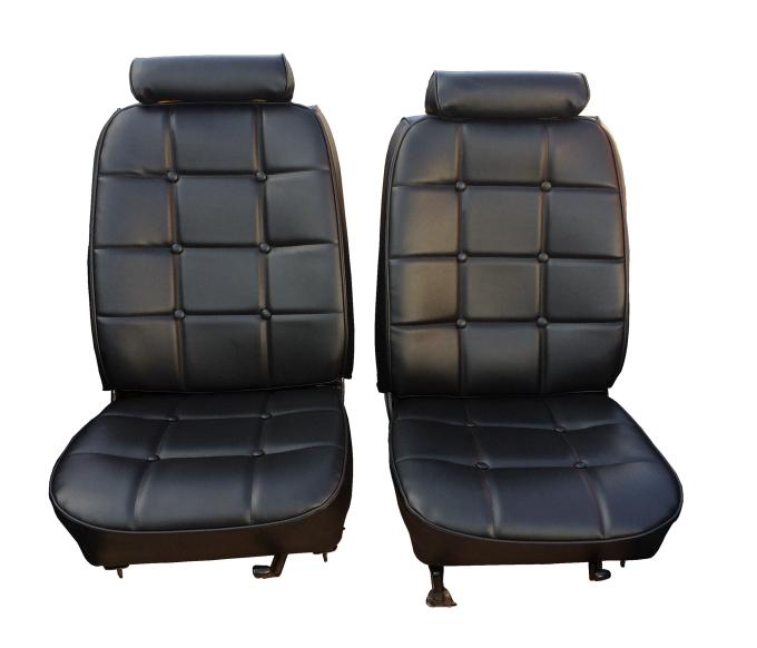 Acme Auto Front Buckets and Rear Bench Seat Upholstery, Square Pattern with Seat Straps U624