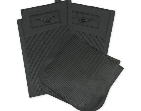 Scott Drake 1965-1966 Ford Mustang Floor Mat Set Rubber with Running Horse Logo C5ZZ-6513086-BK