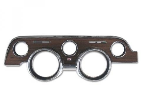 Scott Drake 1968 Ford Mustang 1968 Instrument Bezel with Metal-Backed Woodgrain Vinyl Inserts C8ZZ-10838-BMI