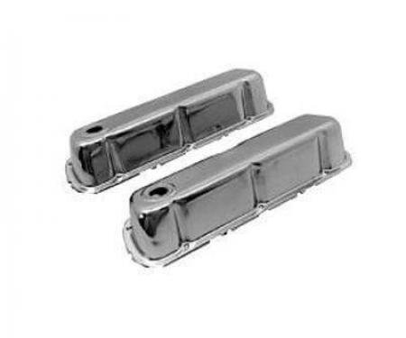 Scott Drake 1964-1973 Ford Mustang Polished Chrome Valve Covers (289, 302, 351W) C5ZZ-6A582-C