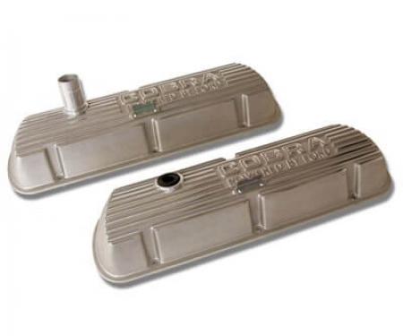 Scott Drake 1965 Ford Mustang Cobra Polished Open Letters Valve Covers S1MS-6A582-P