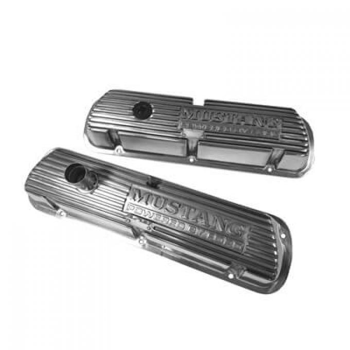 Scott Drake 1964-1973 Ford Mustang 1964-73 Mustang, Block Letters Polished Valve Covers C5ZZ-6A582-A-BP