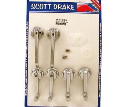Scott Drake 1965-1967 Ford Mustang 65-67 Coupe/Convertible Door Handle & Window Crank Kit (Late 1965) KIT-DH-4