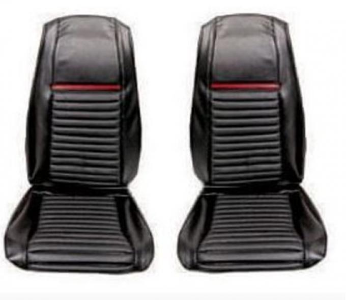 Scott Drake 1969 Ford Mustang Mach 1 Front Bucket Seat Upholstery (Black/Red) 69-M-BUCK-BK-RD