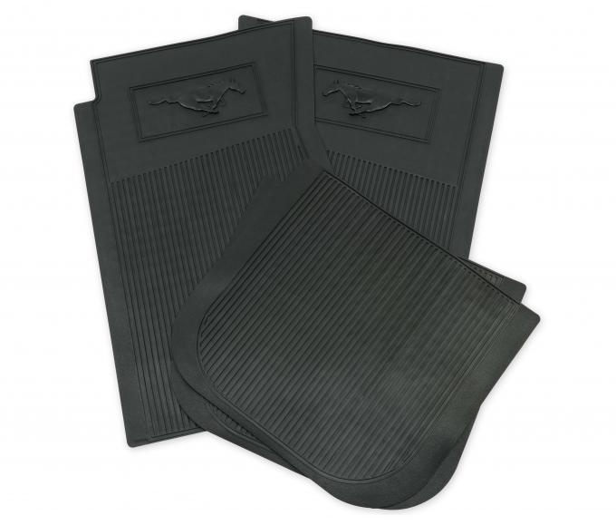 Scott Drake 1965-1966 Ford Mustang Floor Mat Set Rubber with Running Horse Logo C5ZZ-6513086-BK