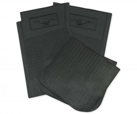 Scott Drake 1965-1966 Ford Mustang Floor Mat Set Rubber with Running Horse Logo C5ZZ-6513086-BK