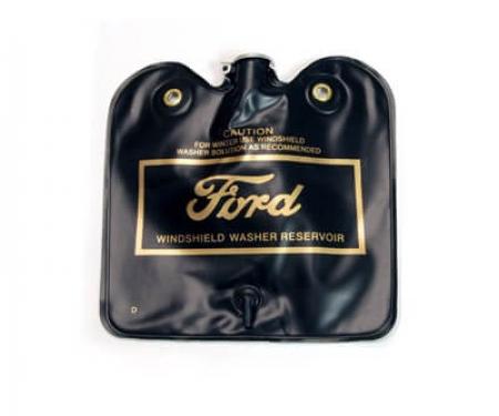 Scott Drake 1966-1967 Ford Mustang Windshield Washer Reservoir Bag, Flip Top, Gold Ford Logo C1AZ-17618-D