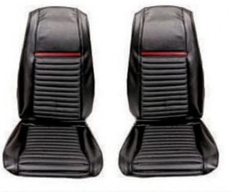 Scott Drake 1969 Ford Mustang Mach 1 Front Bucket Seat Upholstery (Black/Red) 69-M-BUCK-BK-RD