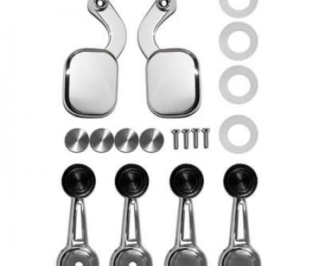 Scott Drake 1968 Ford Mustang 1968 Mustang Coupe/Convertible Handles Set with Black Knobs KIT-DH-8-BK