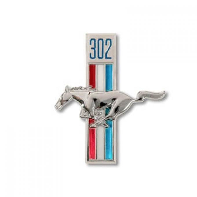 Scott Drake 1968 Ford Mustang Fender Emblem Running Horse, 302 Pin-on Driver Side C8ZZ-16229-A