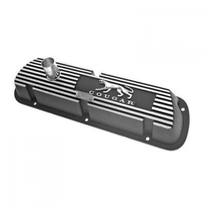 Scott Drake 1967-1973 Mercury Cougar Cougar Aluminum Valve Covers Black Powder Coated Wrinkle Finish 6A582-CO