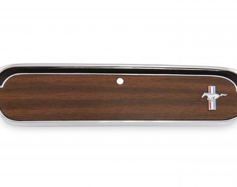 Scott Drake 1965-1966 Ford Mustang Glove Box Door Metal Backed Woodgrain with Running Horse Emblem C5ZZ-6506024-C