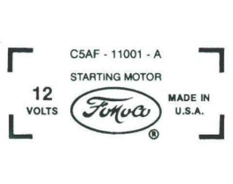 Ford Thunderbird Starter Decal, 390 & 428 V8, C5AF-11001-A, 1965-66