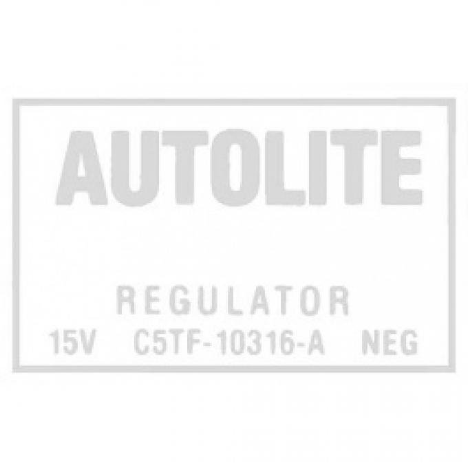 Ford Thunderbird Voltage Regulator Decal, With Air Conditioning Or Convertible Top, C5TF-A, 1965-66