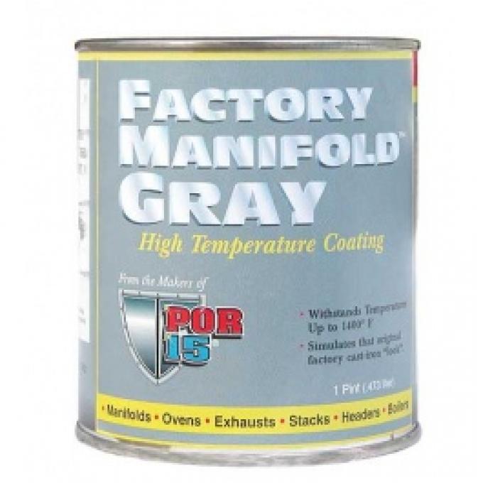 POR-Brand Hi-Temp Paint, Factory Manifold Gray, Up To 1400?, 1 Pint