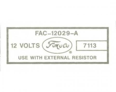 Ford Thunderbird Ignition Coil Decal, 1956-63