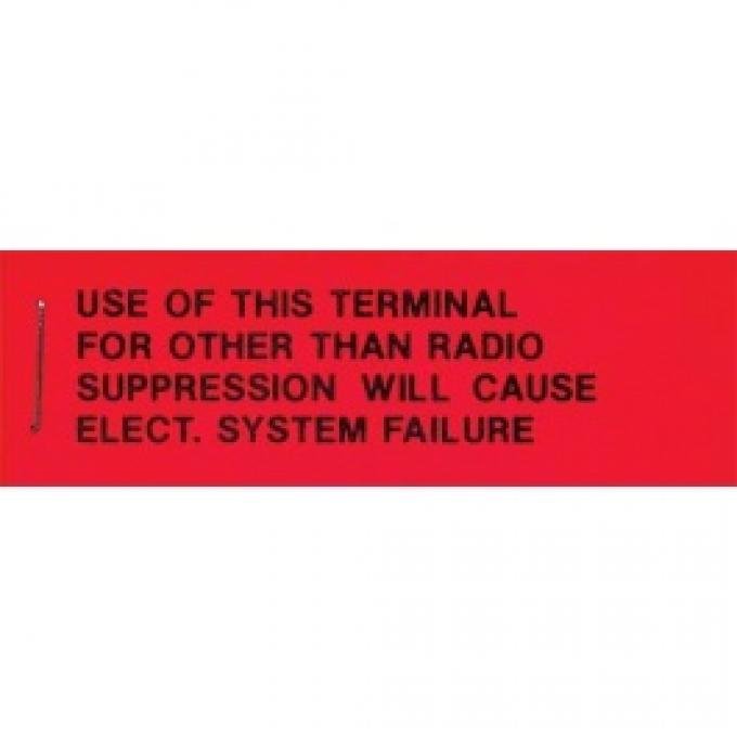 Ford Thunderbird Voltage Regulator Radio Warning Tag, 1963-66