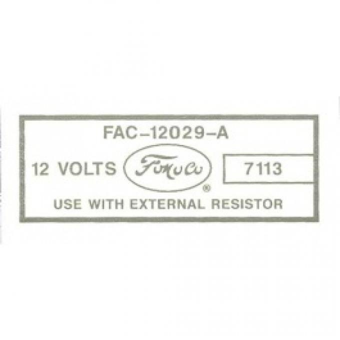 Ford Thunderbird Ignition Coil Decal, 1956-63