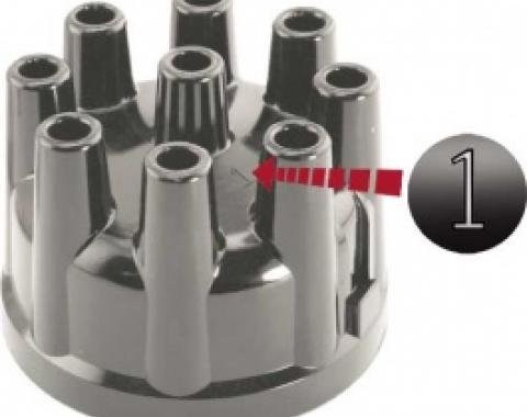 Ford Thunderbird Distributor Cap, Reproduction, Black, Aluminum Contacts, For All Engines, 1958-66