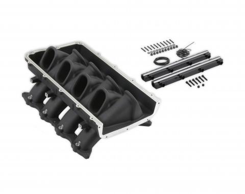 Holley EFI ULTRA LO-RAM BASE, FORD COYOTE FRONT FEED BLACK 300-921BK