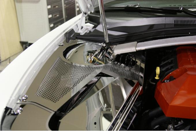 2011-2015 Camaro SS/ZL1 - Deluxe Inner Fenders, Fuse Box, Battery, Shock Tower - Perforated Polished Stainless 103053