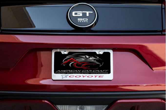 Ford Mustang - Custom"Coyote" License Plate Frame - Stainless Steel, Choose Inlay Color 272031