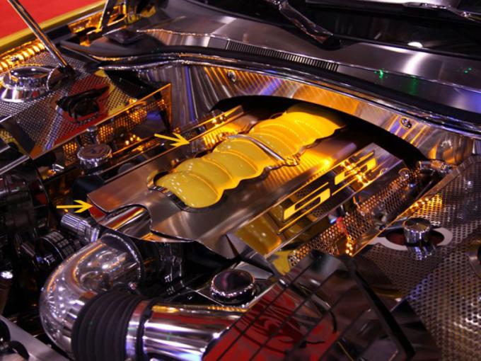2010-2015 Camaro - Plenum Cover with LED&nbsp;Illumination - Brushed/Polished Stainless Steel 103034