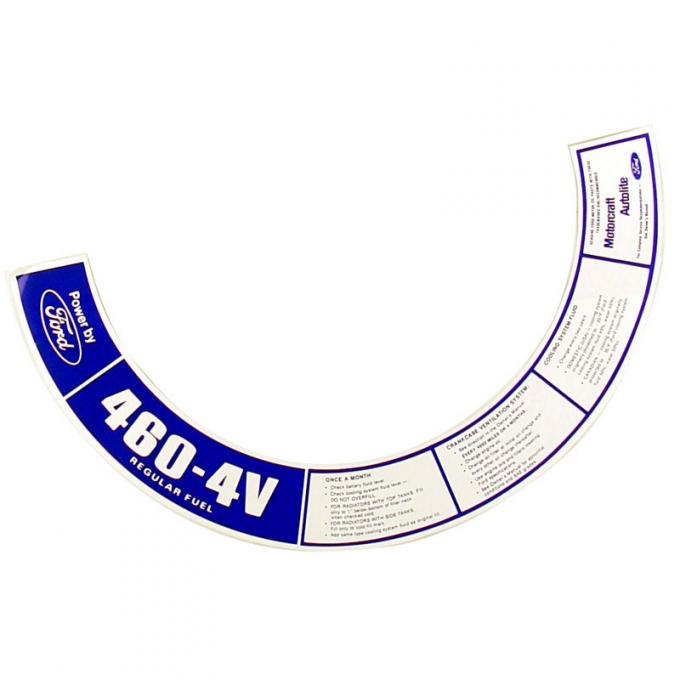 Dennis Carpenter Decal - Air Cleaner - 460-4V - 1972-73 Ford Truck, 1972-73 Ford Car   DF-339