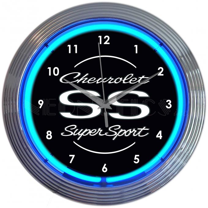 Neonetics Neon Clocks, Chevrolet Ss Super Sport Blue Neon Clock