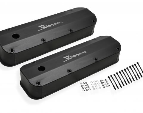 Holly Sniper EFI Valve Cover, Fabricated Aluminum, Ford Big Block, Black Finish 890007B
