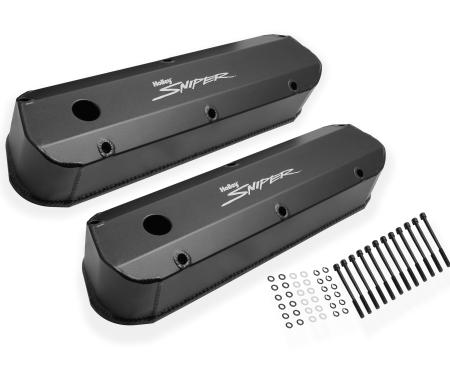 Holly Sniper EFI Valve Cover, Fabricated Aluminum, Ford Small Block, Long Bolt, Black 890012B