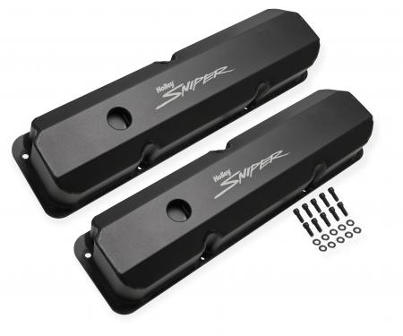 Holly Sniper EFI Valve Cover, Fabricated Aluminum, Ford FE, Tall, Black Finish 890001B