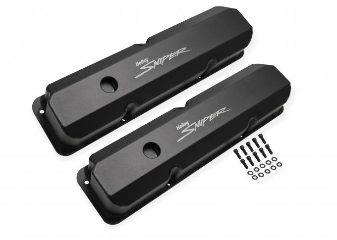 Holly Sniper EFI Valve Cover, Fabricated Aluminum, Ford FE, Tall, Black Finish 890001B