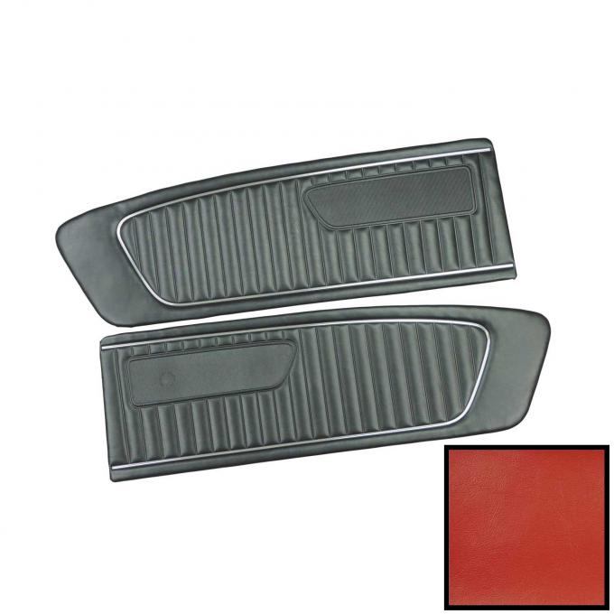PUI Interiors 1966 Ford Mustang Standard Red Front Door Panels D663