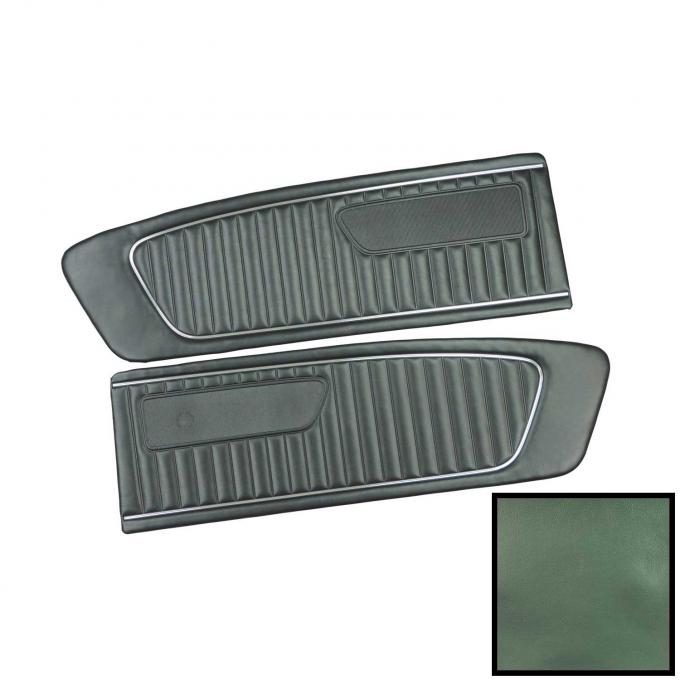 PUI Interiors 1966 Ford Mustang Standard Turquoise Front Door Panels D664