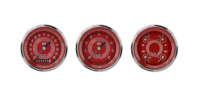 Classic Instruments V8 Red Steelie Three Gauge Set V8RS03SHC