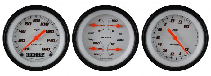 Classic Instruments Velocity White Three Gauge Set VS03WBLF