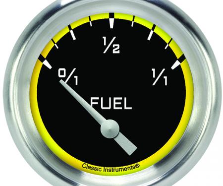 Classic Instruments Autocross Yellow 2 5/8" Fuel Gauge, 0-30 Ohm AX214YAPF