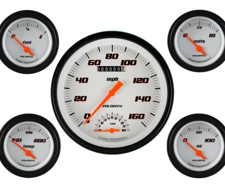 Classic Instruments Velocity White Five Gauge Set VS65WBLF