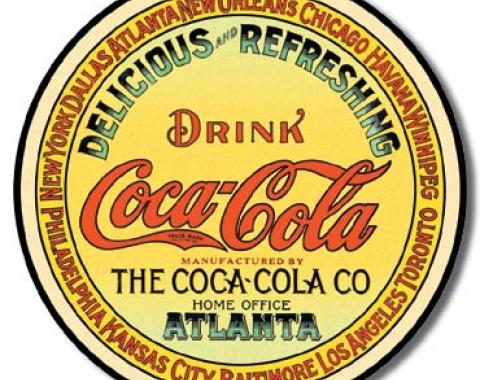 Tin Sign, COKE - Round Keg Label