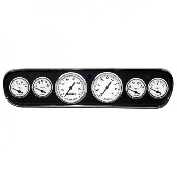 Mustang - New Vintage USA 1940 Series DIY Gauge Panel Kit - 6 Gauge Package, White Dial, 1964-1966 - Mechanical Speedometer MPH