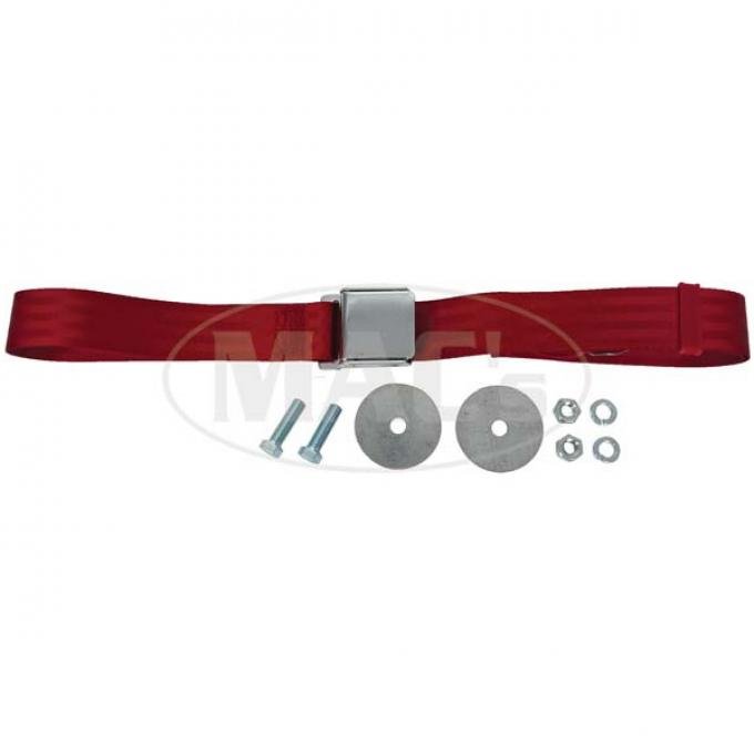 Seatbelt Solutions Universal Lap Belt, 60" with Chrome Lift Latch 1800602007 | Red