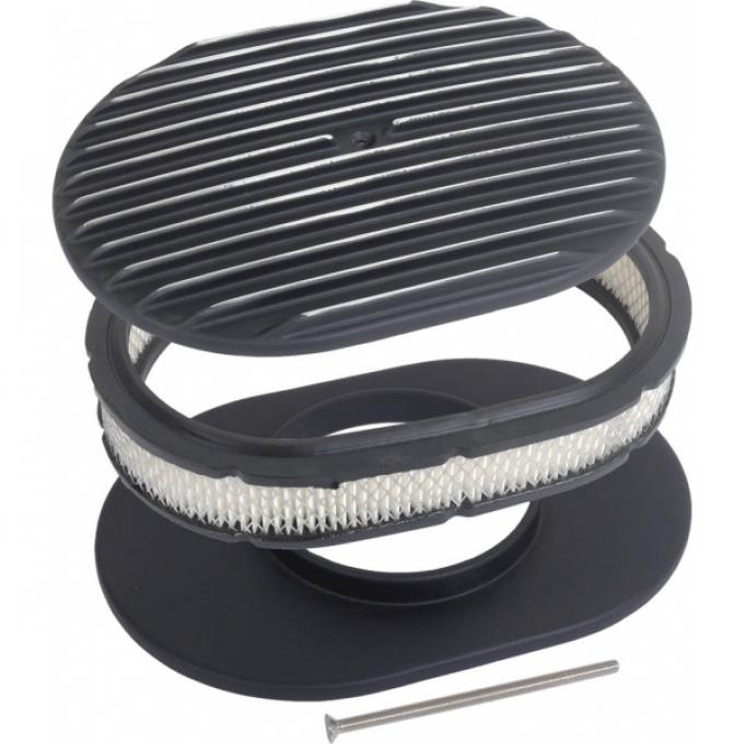 Finned Aluminum Air Cleaner, 12'' Oval With Black Finish, 1932-1985