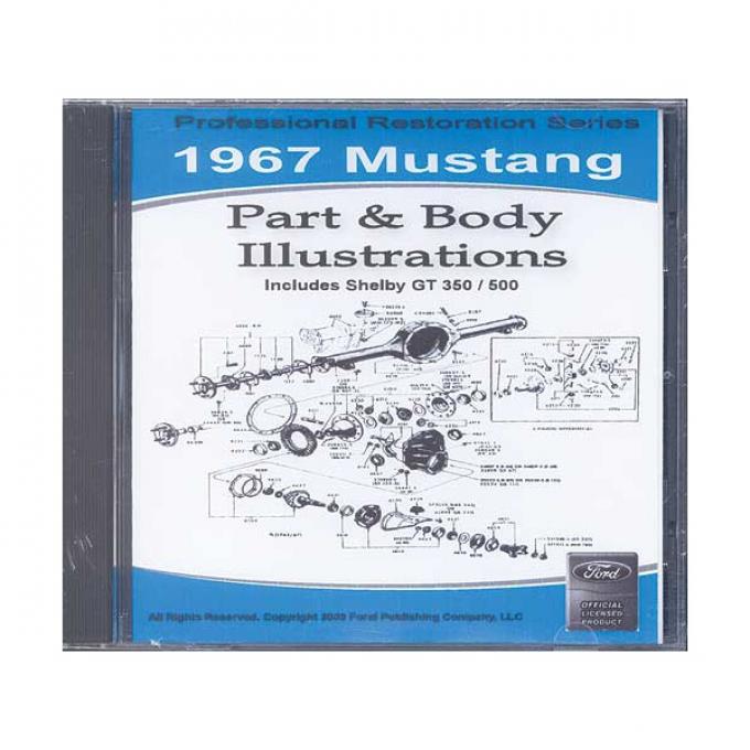 1967 Mustang Part & Body Illustrations On CD - For Windows Operating Systems Only