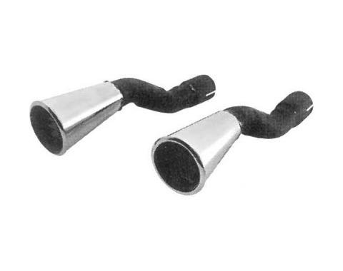 Ford Mustang Exhaust Tips - Stainless Steel Trumpets With Louvered Caps - Economy Version