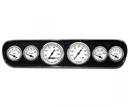 Mustang - New Vintage USA 1940 Series DIY Gauge Panel Kit - 6 Gauge Package, White Dial, 1964-1966 - Mechanical Speedometer MPH