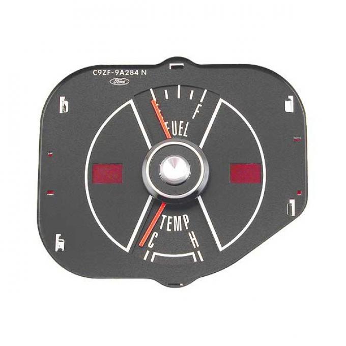 Ford Mustang Fuel & Temperature Gauge Assembly - With BlackFace - Replaces Stamping # C9ZF-9A284