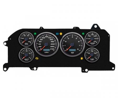 Mustang - New Vintage USA Performance ll Series Kit - 6 Gauge Package, Black Dial - 1987-1993 -  Programmable Speedometer KPH